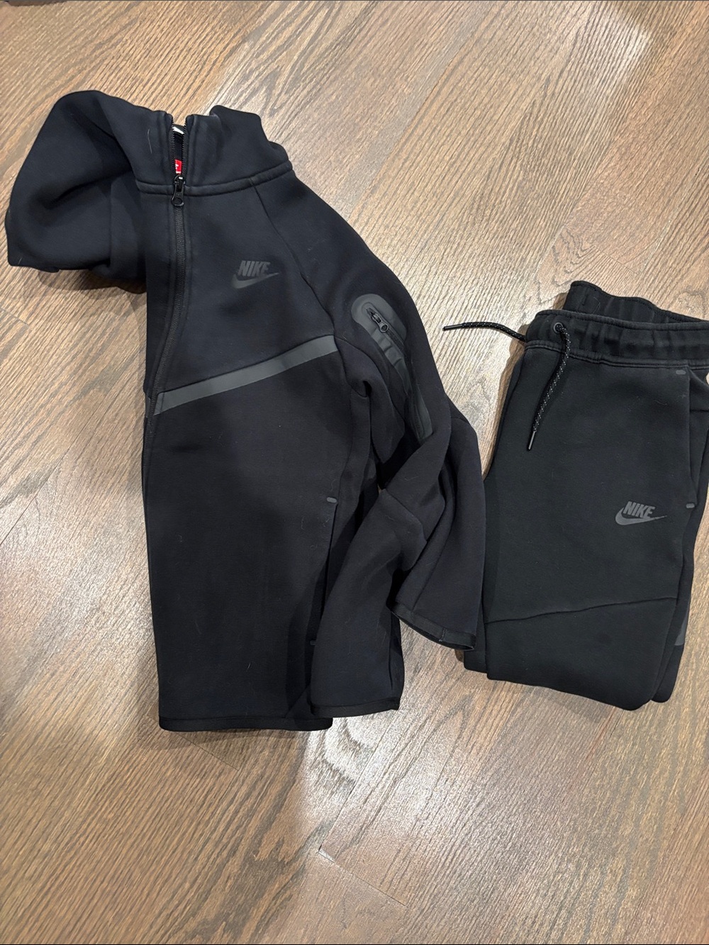 Nike tech Kids Black Zip Hoodie & Black Joggers Set